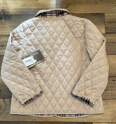 Jane Ashley Women’s New!! Sz.Large Quilted Jacket With Tartan Plaid Trim/Khaki  - Picture 10 of 13