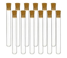 EISCO 12pc 25mL Glass Test Tubes with Cork Stoppers, 18x150mm - Industrial...