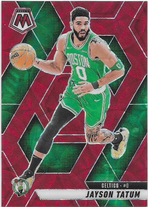 Jayson Tatum 2024-25 Panini Mosaic International Red Prizm #188 /75