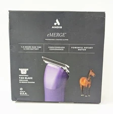 Andis eMERGE Detachable Blade Cord/Cordless Clipper with T-84 Purple #561226