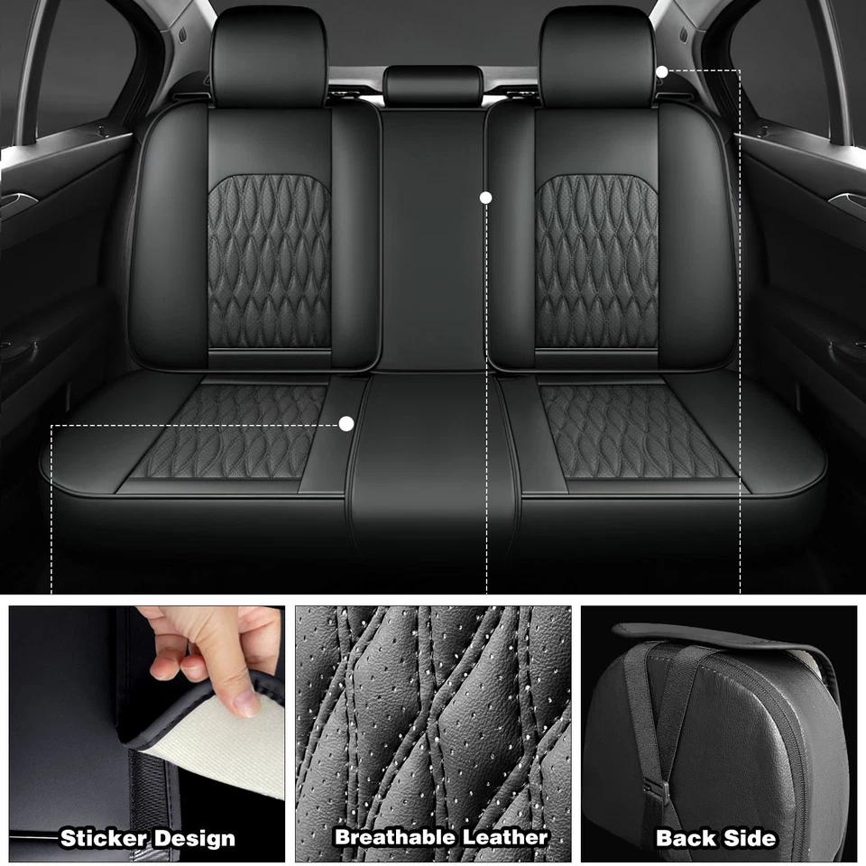 Fit For Dodge Ram 1500 2500 3500 2009-2025 All Leather Car Seat Covers Full Set Foto 4 de 4