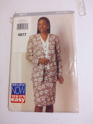 See & Sew Sewing Pattern  #4077 Misses Jacket  Skirt Top Size  12- 16 New Uncut