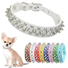 Spiked Dog Collars for Medium Dogs, Studded Spike Collar for Dogs, White M