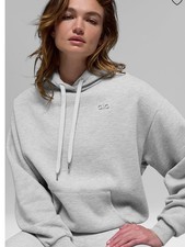 Alo Yoga Heather Grey Accolade Oversized Hoodie Sweatshirt Size XS