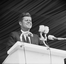 President John F Kennedy addresses the crowds at Greenpark Race Co- Old Photo