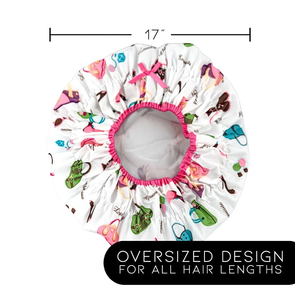 Gorro de ducha y gorro de baño reutilizable, forrado, gorro de ducha impermeable de gran tamaño Foto 4 de 4