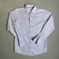 Eton Contemporary Shirt Mens Medium 16 41 Purple Blue Plaid Button Preppy Casual