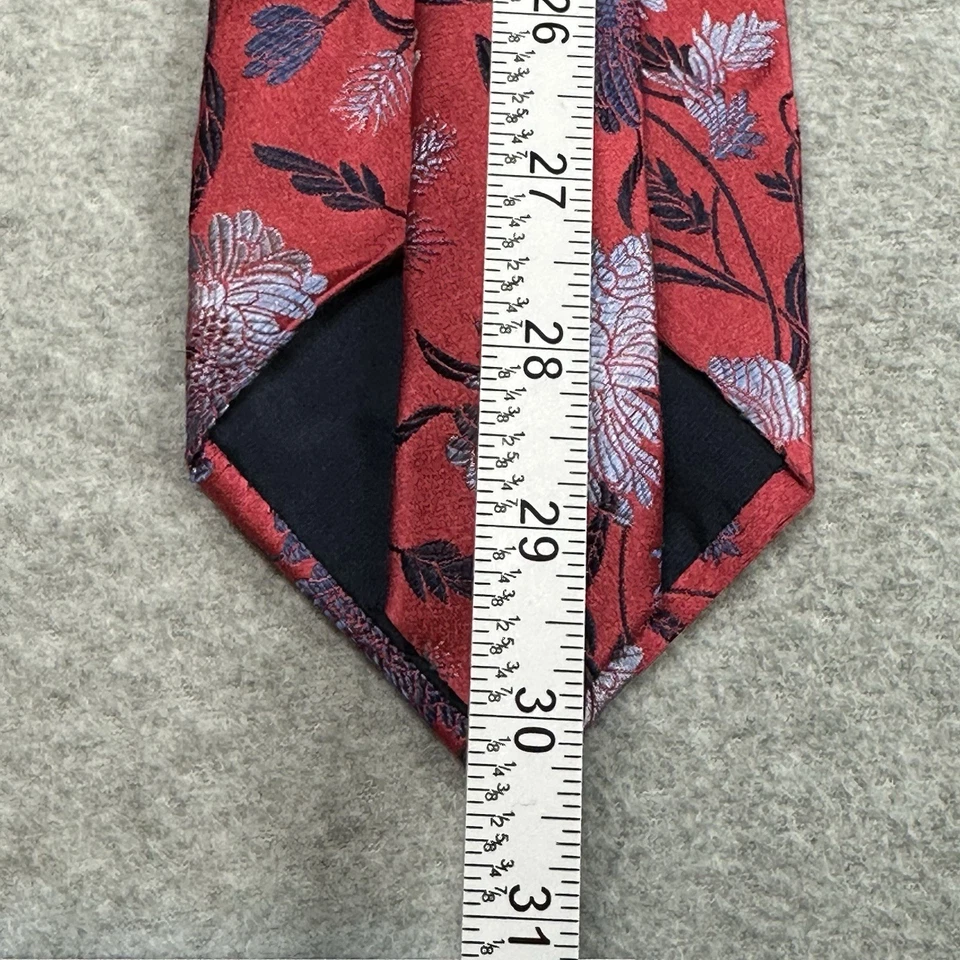 Vintage Altea Milano Red Floral Silk Tie Handmade Italy 1990s Elegant & Rare - Изображение 4 из 4