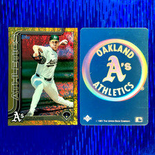 2024 Topps JP Sears Gold Foil Shimmer /50 #680 & 1991 Upper Deck A's Holo