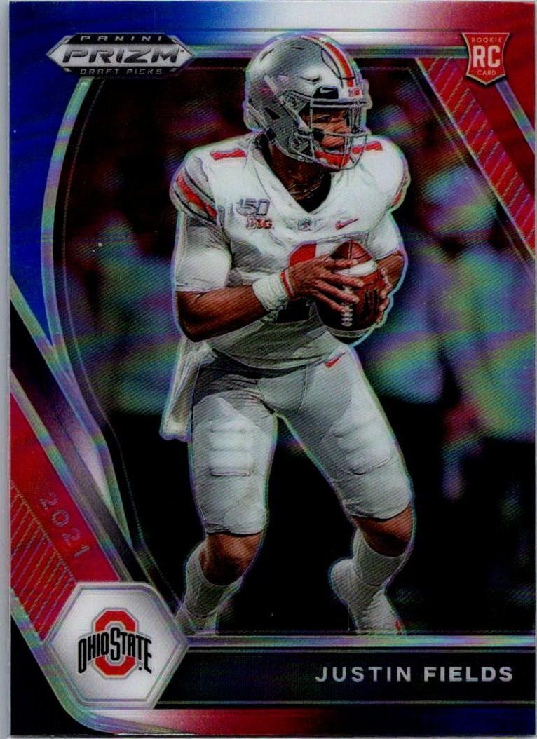 2021 Panini Prizm Draft Picks Collegiate #121 Justin Fields Red White and Blue