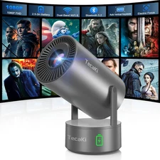 Portable Mini Projector 180° | WiFi Bluetooth, Battery, Auto Keystone | 50% OFF