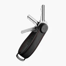 New OrbitKey - Key Organiser - Crazy Horse - Obsidian Black with Red Stitching