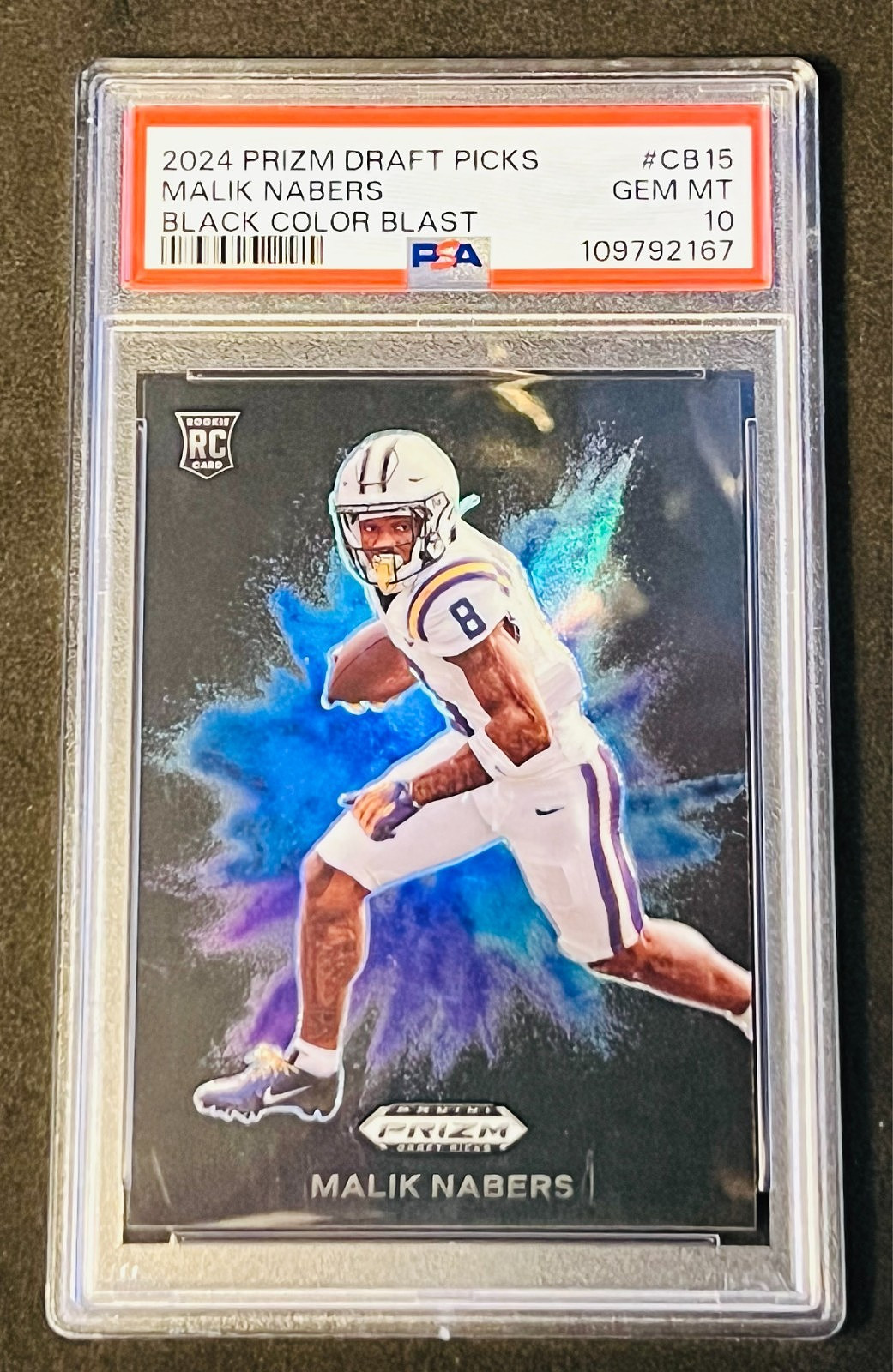 2024 Panini Prizm Draft Picks BLACK COLOR BLAST MALIK NABERS #CB15 RC PSA 10 GEM