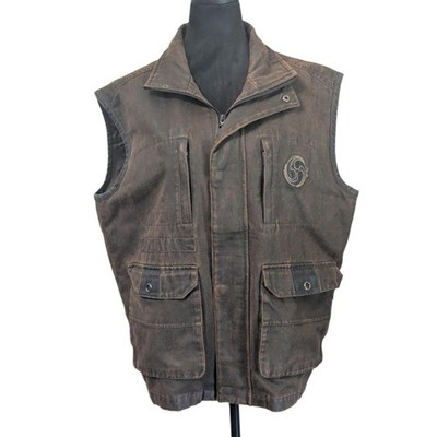 ST. BODYGUARD BG-98 Raw Outdoor Fitters Waxed Canvas Vest XL Brown Distressed