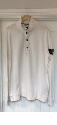 Stone Island Sweatshirt XXL  Quarter Zip / Press Studs / White p2p 23 