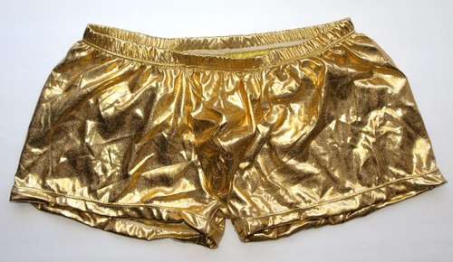 N103 Hot Mens Boxer Brief Shiny Metallic Trunks Low Rise Black Pleather - Picture 2 of 5