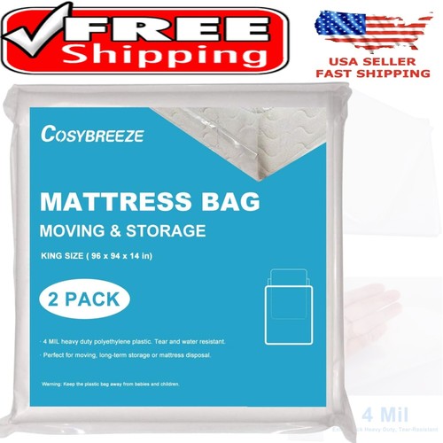 Extra-Thick 4 Mil Waterproof Mattress Storage Bags, 2-Pack for King Mattresses