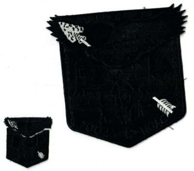 Boy Scout OA 162 Migisi Opawgan 2002 NOAC Black Ghost Flap Set and Mini Set