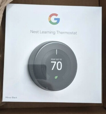 Google Nest 3rd Generation Programmable WiFi Thermostat - Mirror Black T3018US