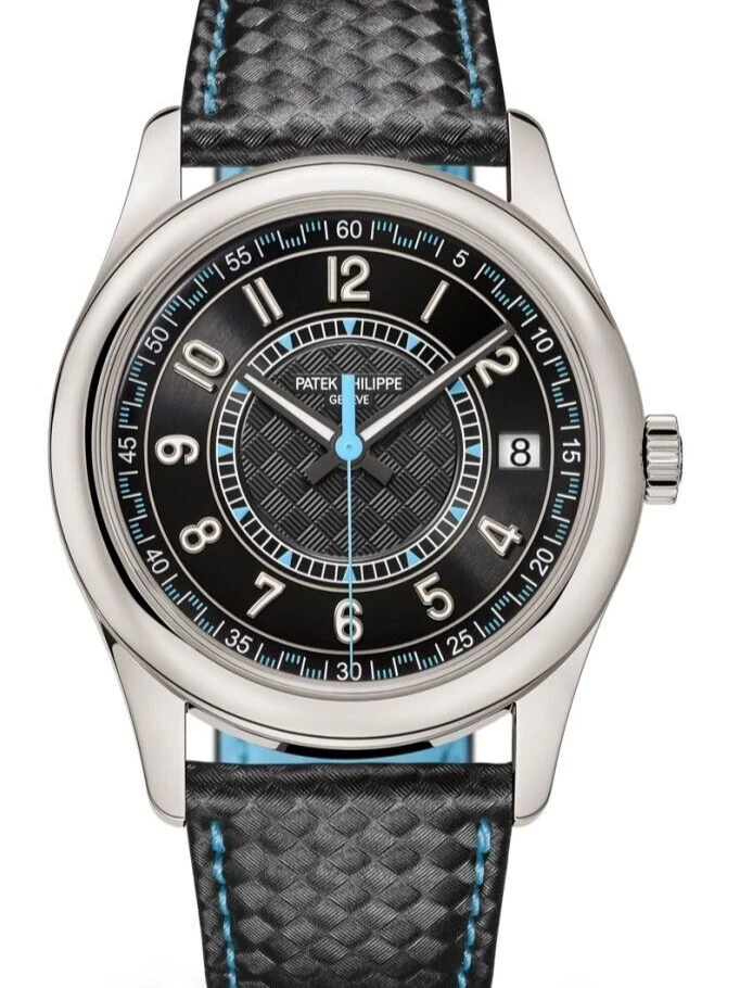 Patek Philippe — NOS Patek Philippe Calatrava 6007 18k White Gold Blue Accents Watch B/P 6007G