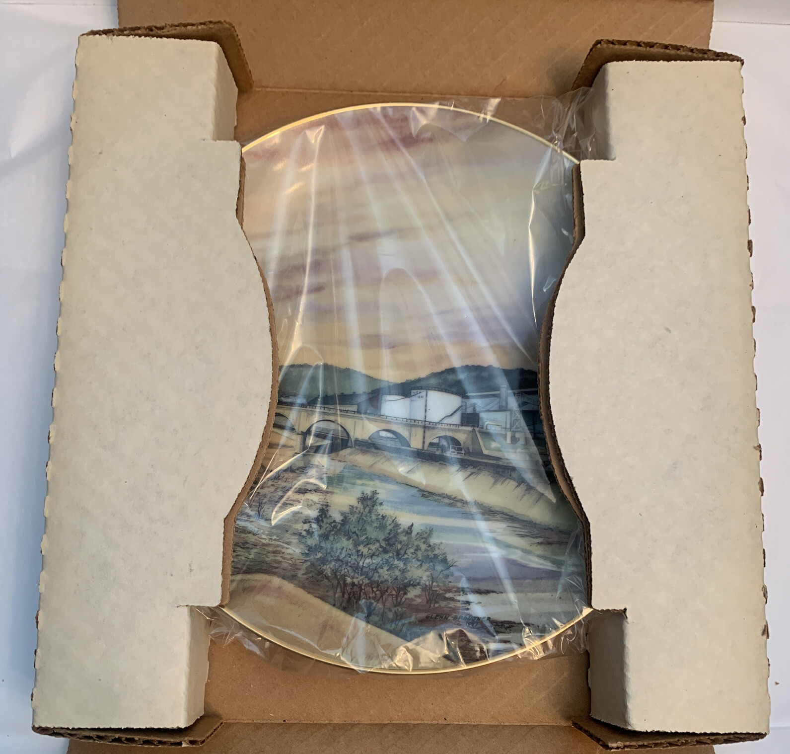 1987 Johnstown PA Landmark Series Stone Bridge Ltd Edition Plate Glenn