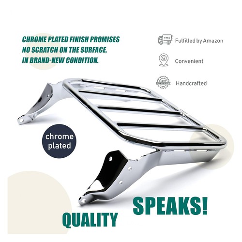Chrome Sissy Bar Luggage Rack for Harley Softail Breakout Fat Boy 2018-up - Foto 4 di 7