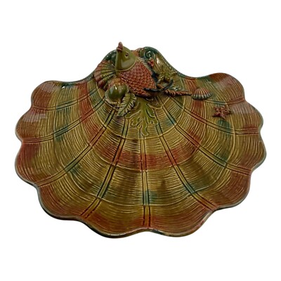 Seashell Decorative Plate Clam Shell Fish And Sea Creatures 13  Wide