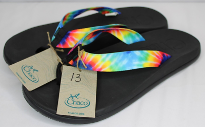 Chaco Sandals Men 12 Chillos Black Flip Flop Rainbow Tie Dye Summer Travel NWT NWT! Chaco Chillos Sandals Big Kid Sz 5 Dark Rainbow tie dye  main image 3