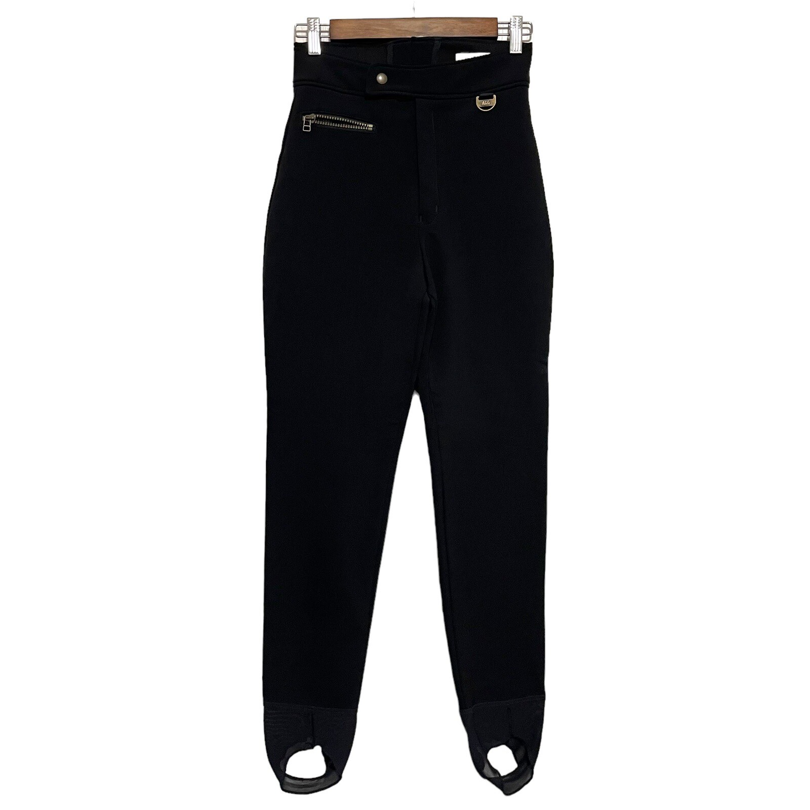 Nils Vintage Womens Ski Stretch Black Stirrup Pants Sz 6R High Rise