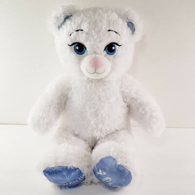 Build A Bear Bear Elsa Frozen II White Sparkle Plush Stuffed Animal Blue Eyes