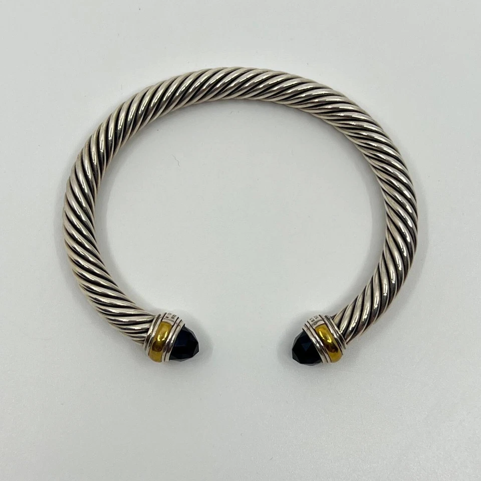 Authentic David Yurman 7mm Classic Cable Bracelet Sterling Silver and Black Onyx - Image 3 of 4