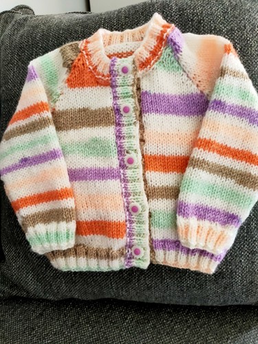 Hand knitted girls candy stripe 