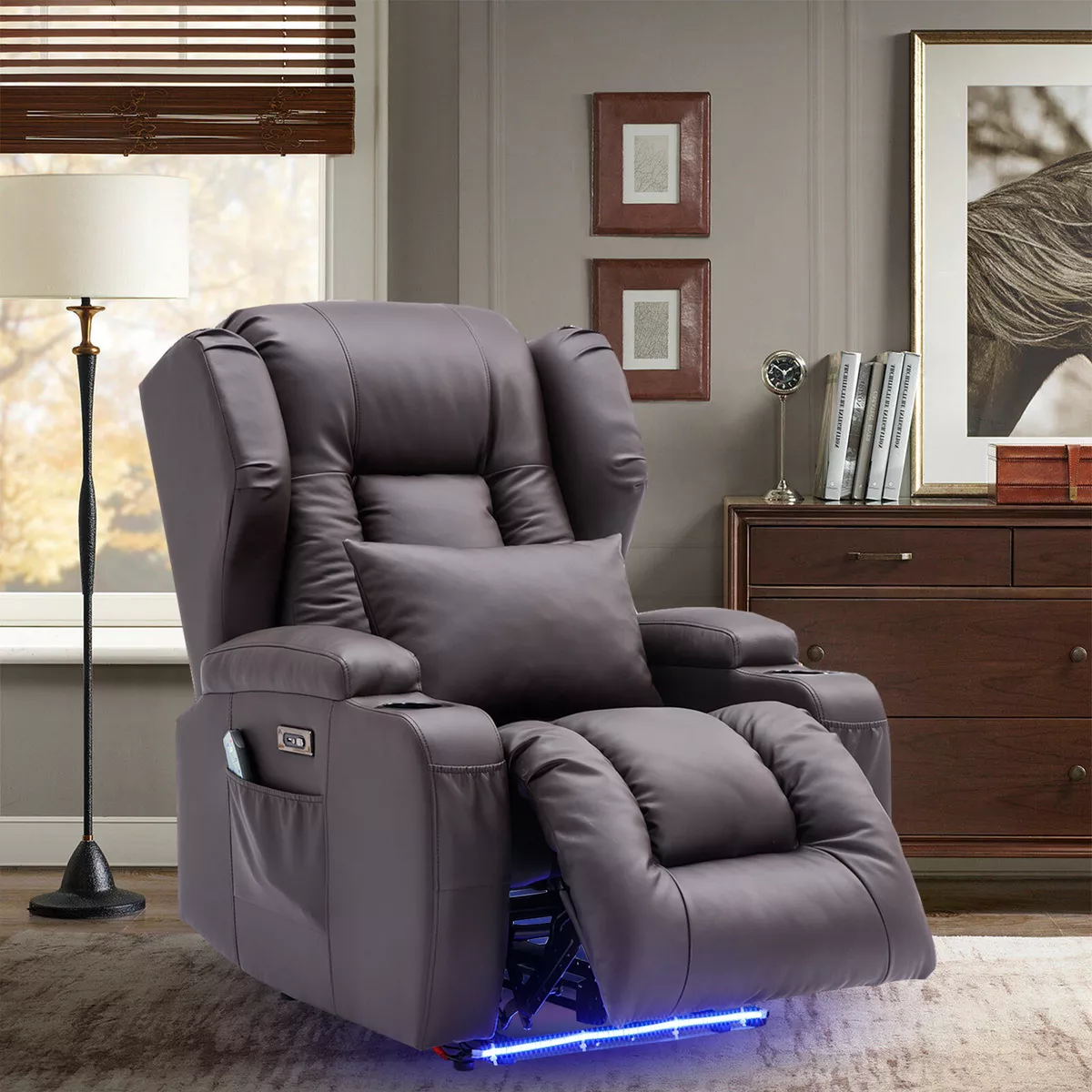 Massage Recliner Chair, Fabric Recliner Sofa Home Theater Seating with  Lumbar Support Winback Single Sofa Armchair Reclining Chair Easy Lounge for