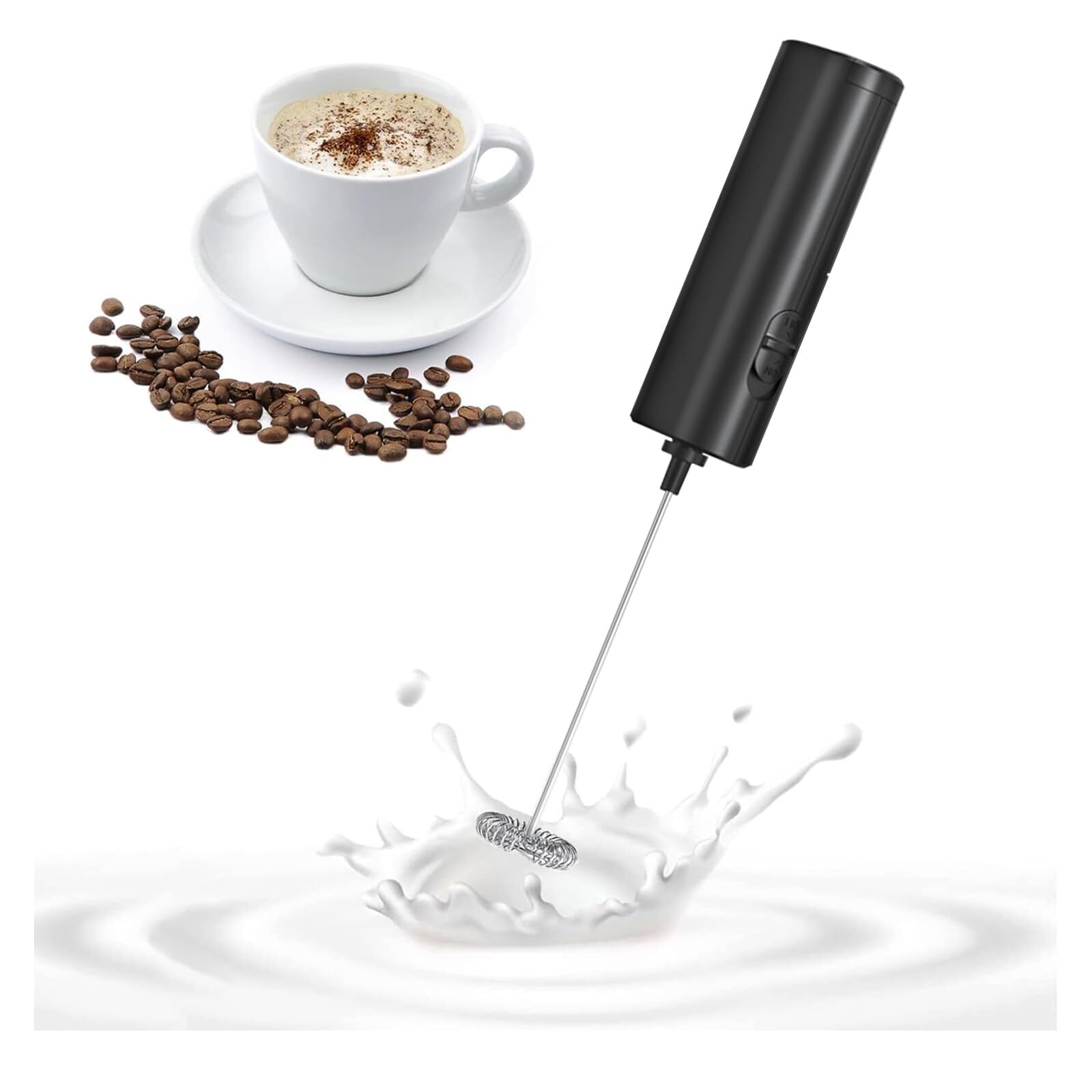 Milk Frother Wand - Electric Milk Frother Handheld Stainless Steel Whisk - Ha...-image