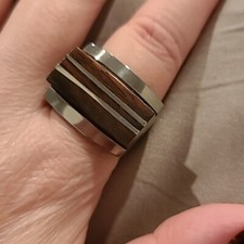 Real wood ring with sterling silver details