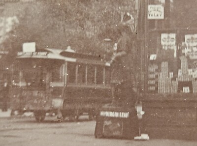 Orig 1898 CIGAR-STORE INDIAN Mounted 3.5x3.5 photo on 4x5 TROLLEY New York City