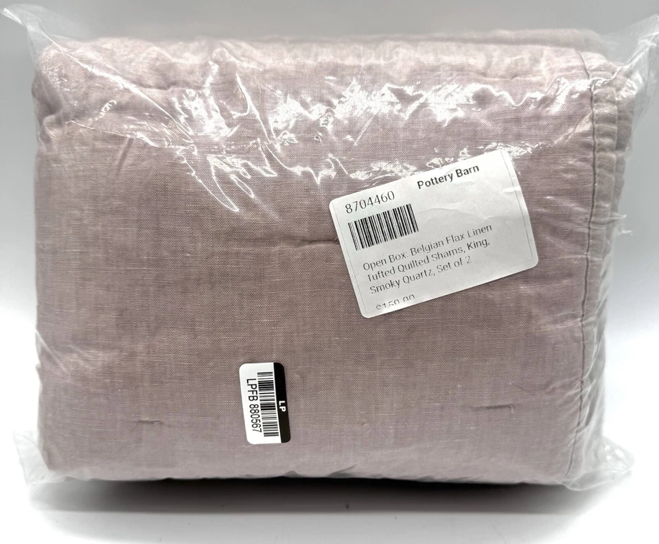 Nuevo con etiquetas Juego de 2 fundas Pottery Barn lino belga King color rosa ahumado Foto 3 de 4