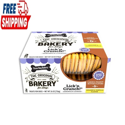 Three Dog Bakery 2-Pack Lick'n Crunch! Carob & Peanut Butter/Golden & Vanilla