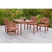 Merxx GartenmöBel Lima Set 5Tlg. 4 Sessel + 1 Tisch 150 X 90 Cm, Eukalyptus