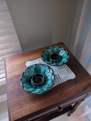 Vintage Blue Mountain Pottery BMP Tealight Candle Holders - Set of 2 - Picture 6 of 12