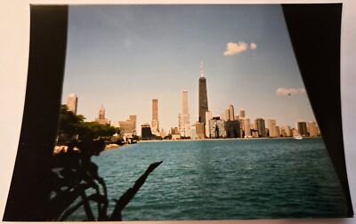 Vintage 1987 Found Photo Chicago Skyline Hancock Lake Shore Drive Lake Michigan
