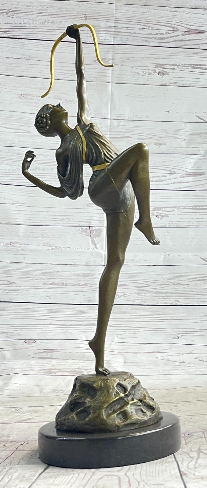 Art Nouveau Bronze Diana Statue with Bow by Faguays - Large Hot Cast Figurine