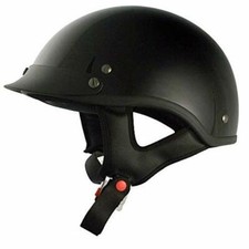 VCAN V531 Cruiser Solid Gloss Black Half Helmet, Large, New