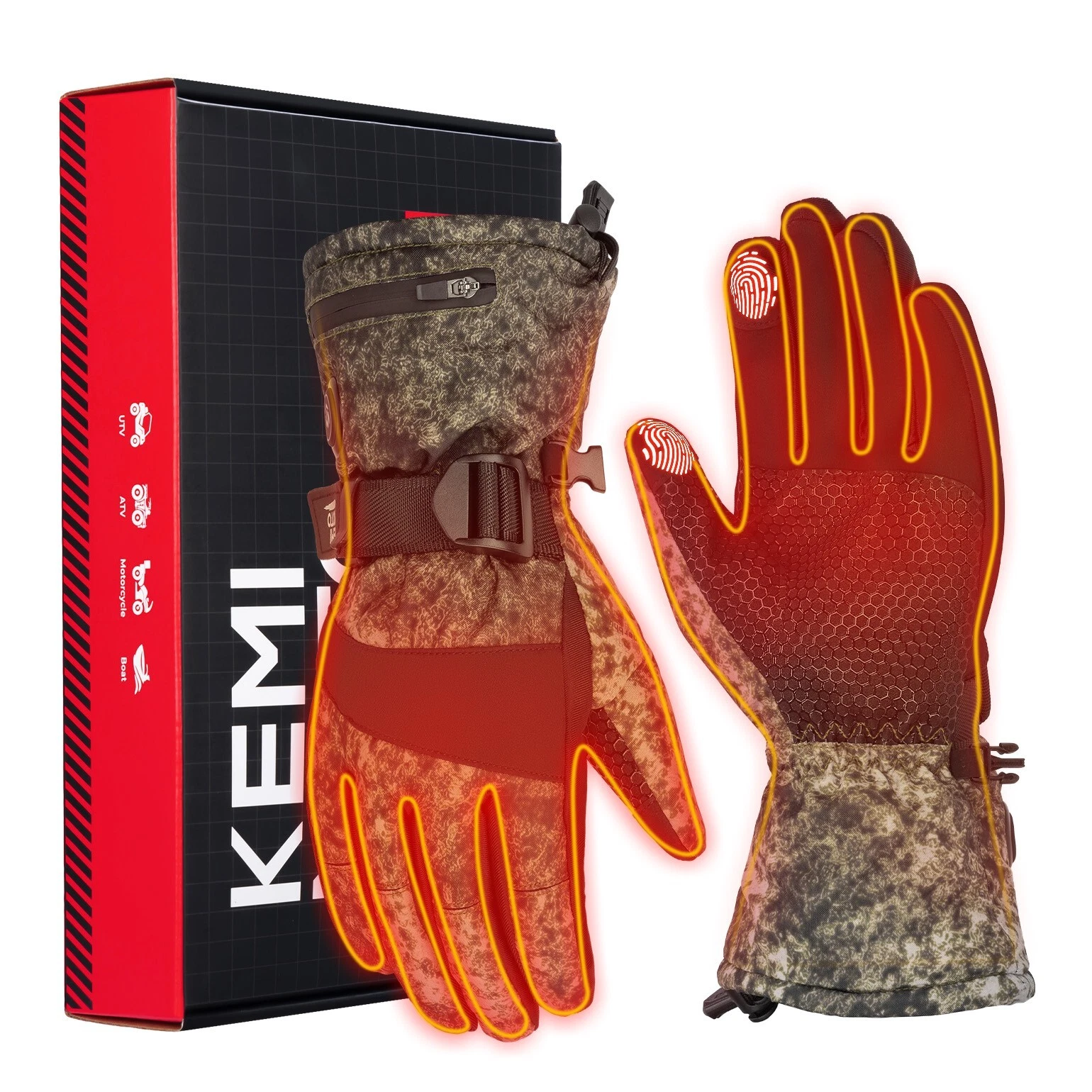 Men Heated Gloves Camo Winter Thermal Gloves for Hunting Hiking Skiing Shovel