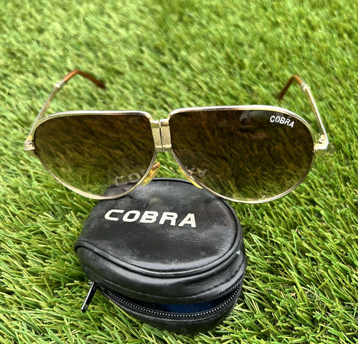 Vintage Cobra Foldable Aviator Sunglasses W Case