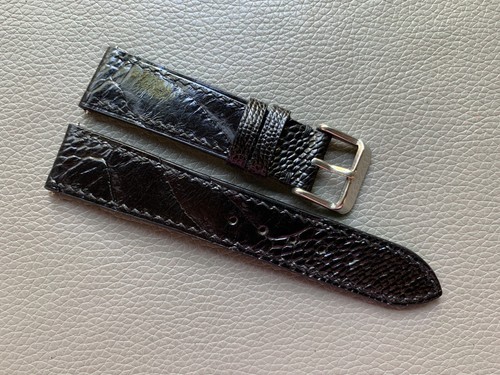Black Genuine Ostrich Skin leather Watch Strap Band 16 17 18 19 20 21 22 23 26mm - Picture 2 of 12