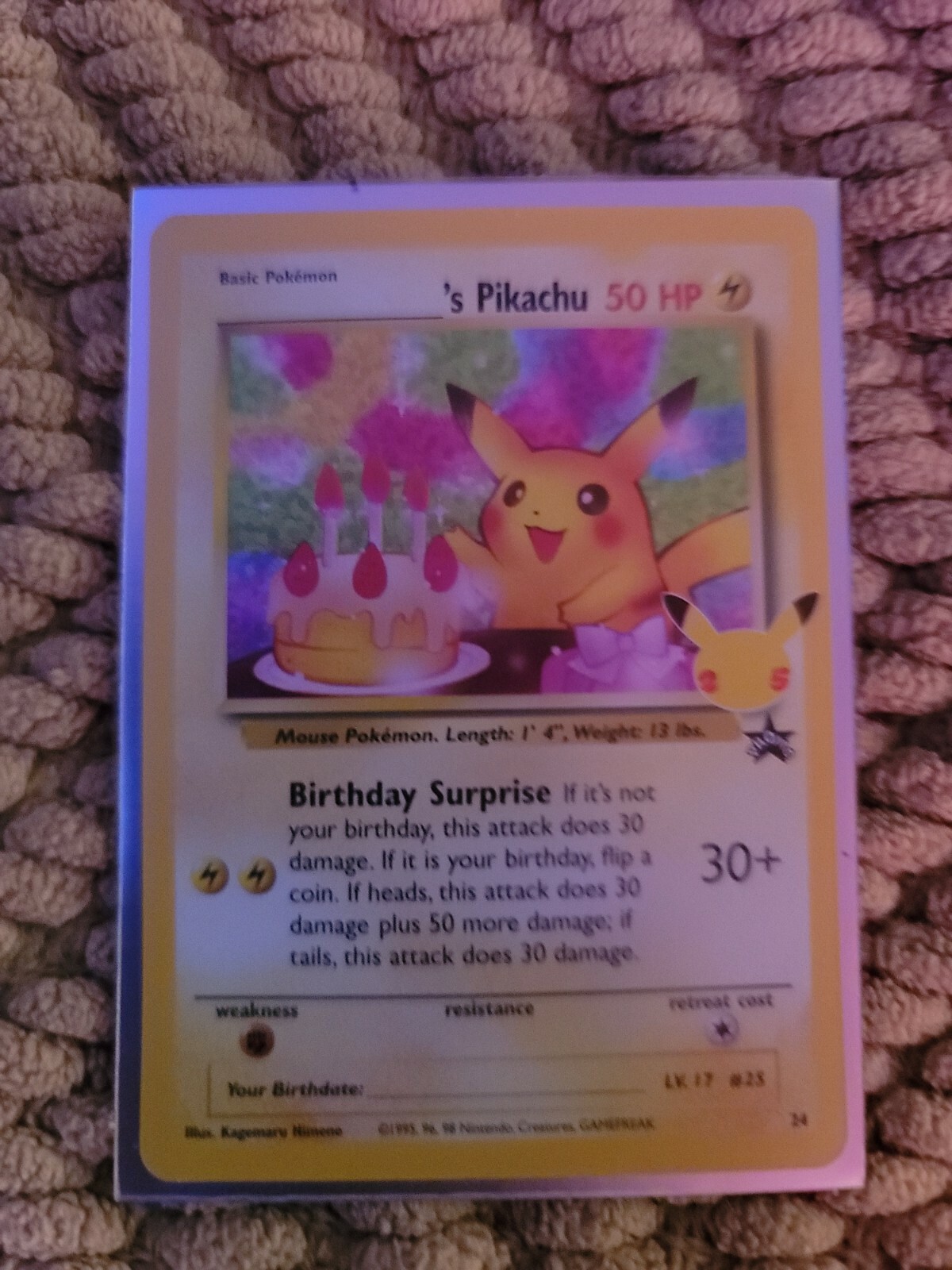 Pokemon Birthday Pikachu 24 Holo Promo Celebrations Classic Collection Near Mint