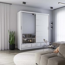 Schwebetürenschrank Kleiderschrank Schrank FLORENCE mit Spiegel 200 cm MATT