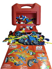 Knex Pieces Lot Red Storage Case Building Toys W/Booklet 2004 Plus Lego Pieces