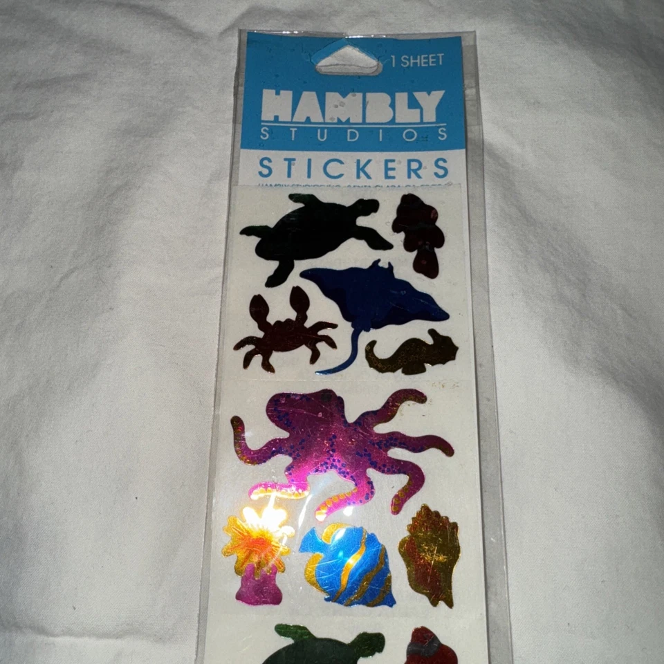 Hambly Sea Life Foil Stickers Strip Vintage 1980s New Sealed Ocean Fish Turtles - Image 3 of 4